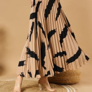 Herway Women Printed A-line Beige Skirt