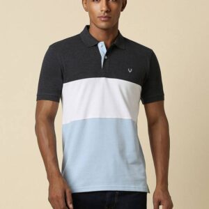 Men Colorblock Polo Neck Cotton Blend Multicolor T-Shirt