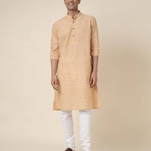 Men Woven Design Pure Cotton Straight Kurta