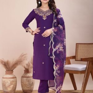 XYZ Embroidered Kurta, Trouser/Pant & Dupatta Set