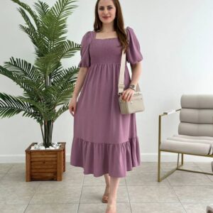 Women Fit and Flare Purple Midi/Calf Length Dress