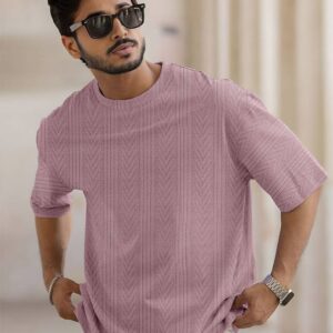 Men Solid Round Neck Polyester Pink T-Shirt